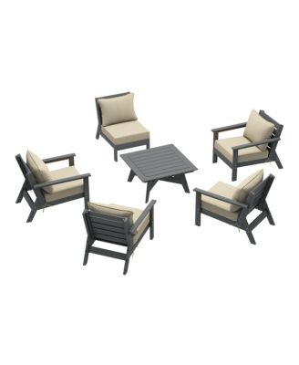 Outdoor 6-Piece Gray Modular Sectional Patio Furniture Sofa Set