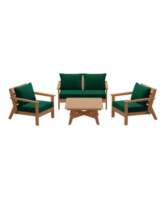 Outdoor 5-Piece Teak Modular Sectional Patio Furniture Sofa Set