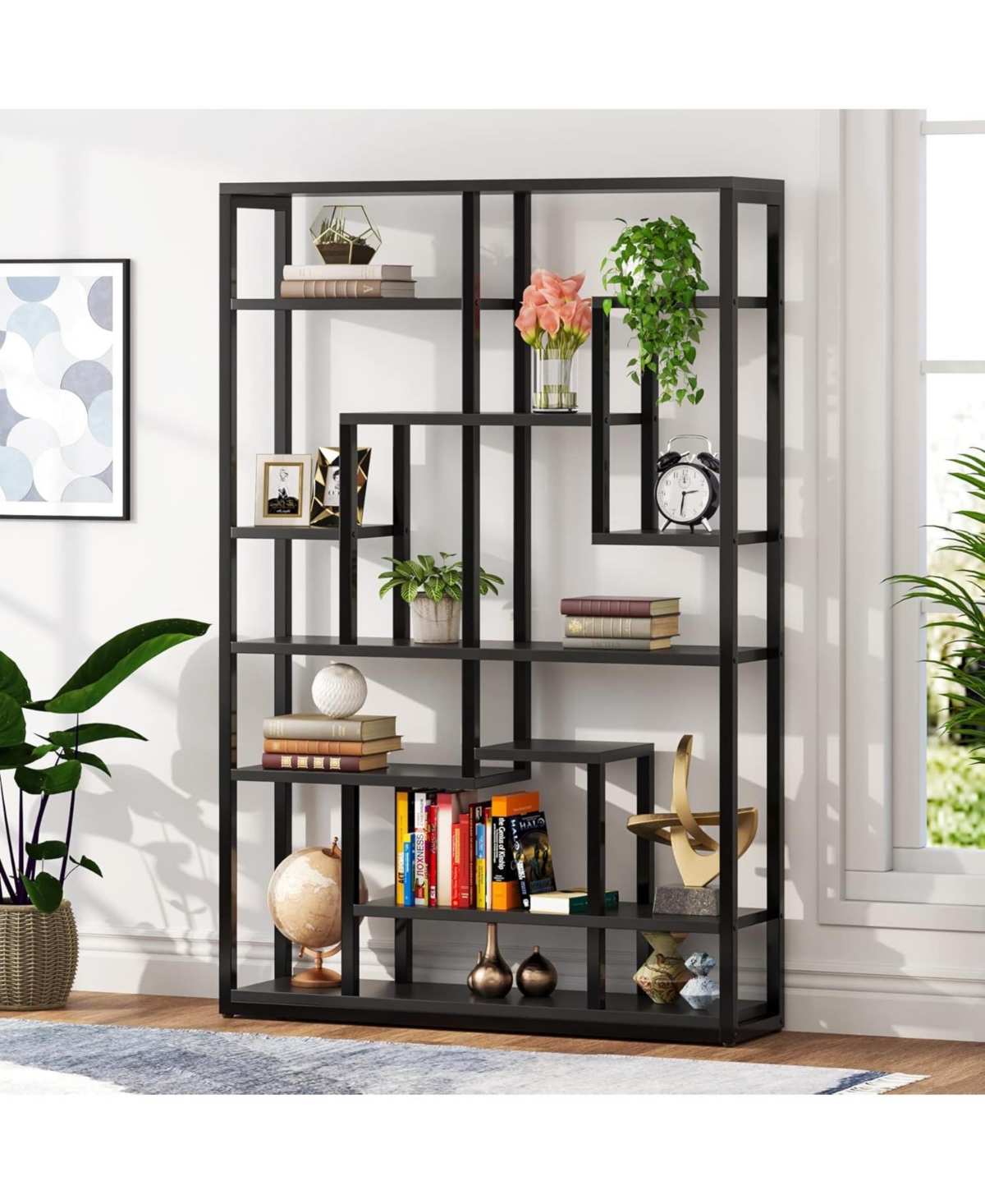 Tribesigns Black Bookshelf Bookcase 9-tier Bookcase 5.9ft Tall Display Bookshelf Organizer With Open Storage Sh In Black