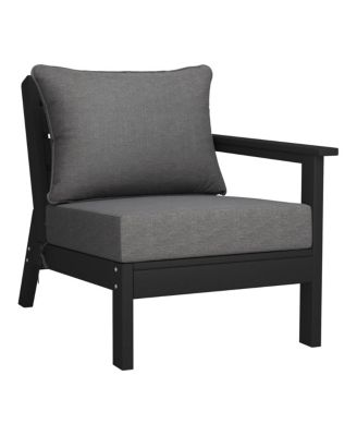 Outdoor Patio HDPE Right Arm Facing Sectional Black Corner Club Chair with Patio Cushions