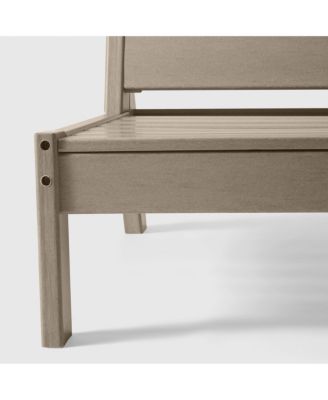 Outdoor HDPE Deep Seating Modular Armless Patio Weathered Wood Chair with Cushions