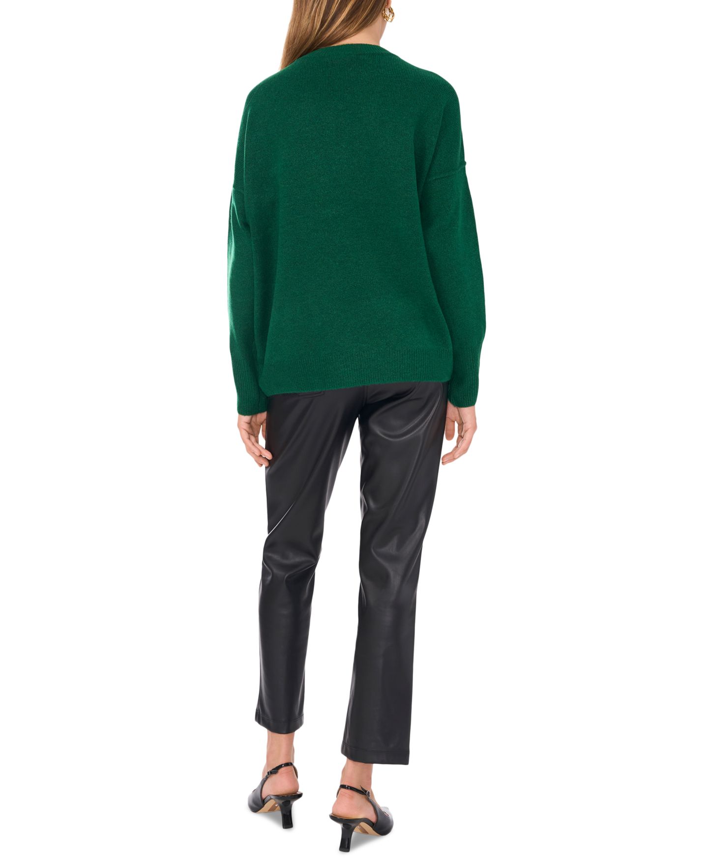 Женский свитер Vince Camuto Cozy Crewneck Long-Sleeve Extend-Shoulder, цвет: Зелёный — фото 4