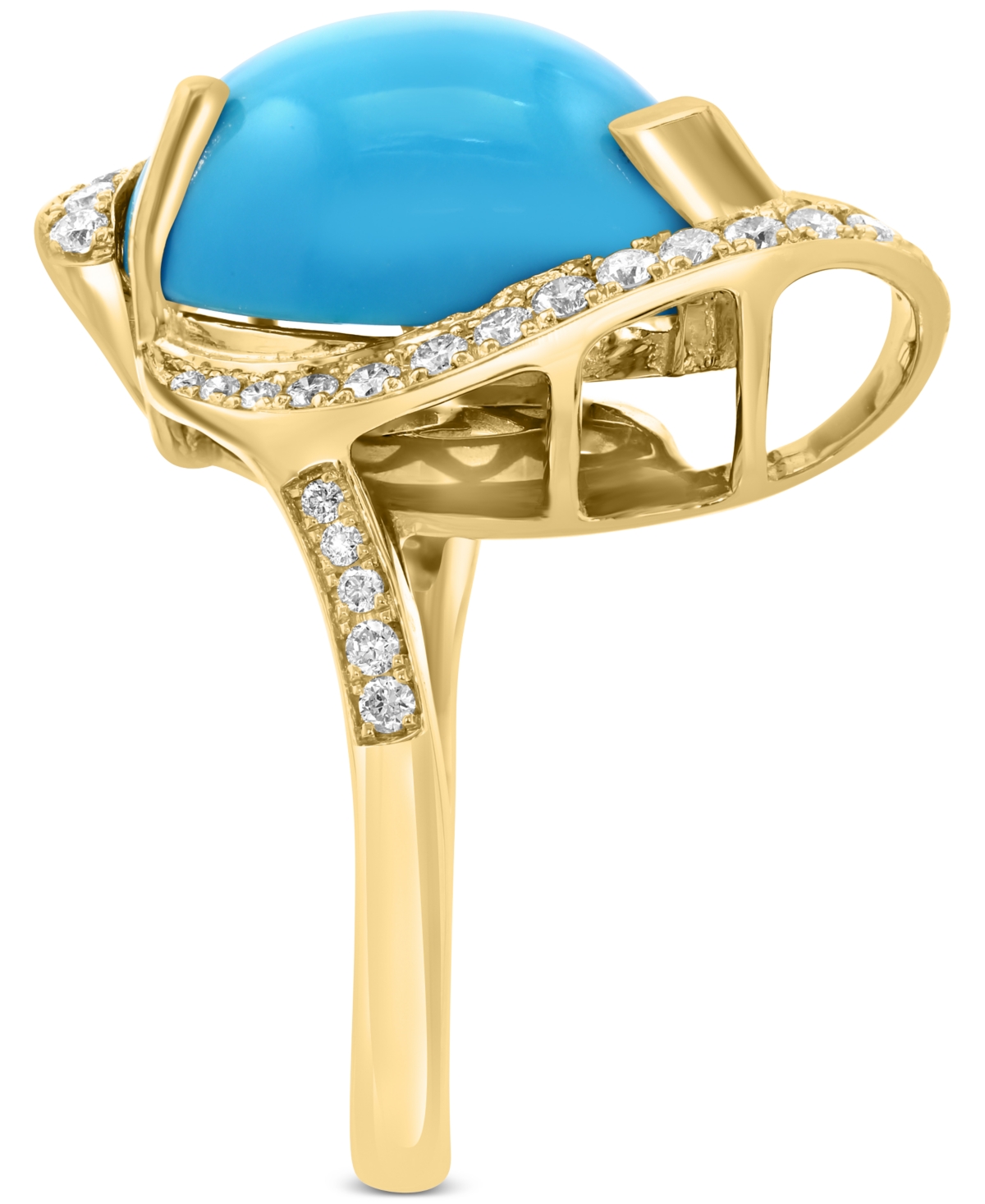 Effy Collection Effy Turquoise & Diamond (1/3 Ct. T.w.) Freeform Ring In 14k Gold In Turquoise