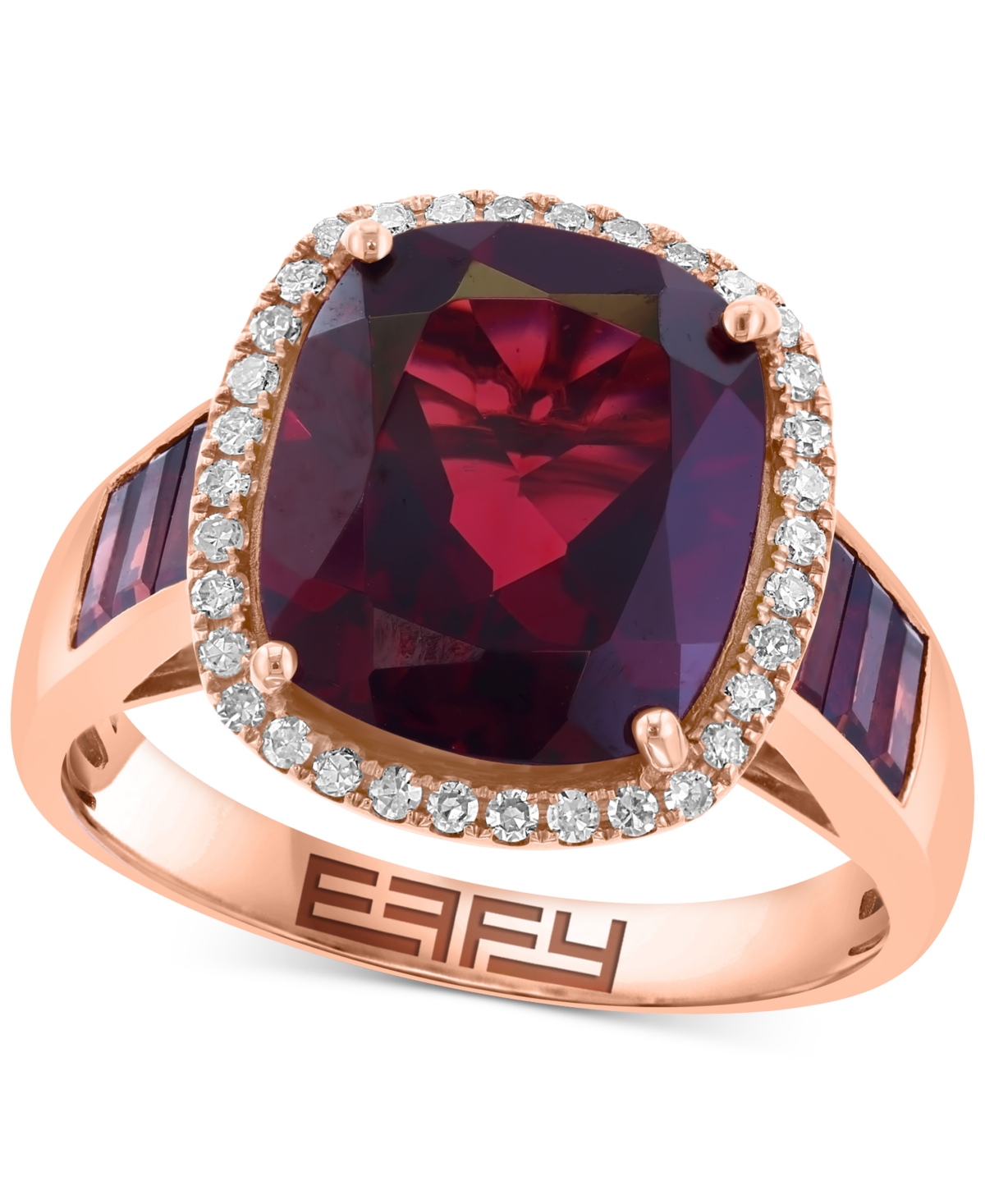 Effy Collection Effy Garnet (7 Ct. T.w.) & Diamond (1/6 Ct. T.w.) Halo Ring In 14k Rose Gold In Garnet