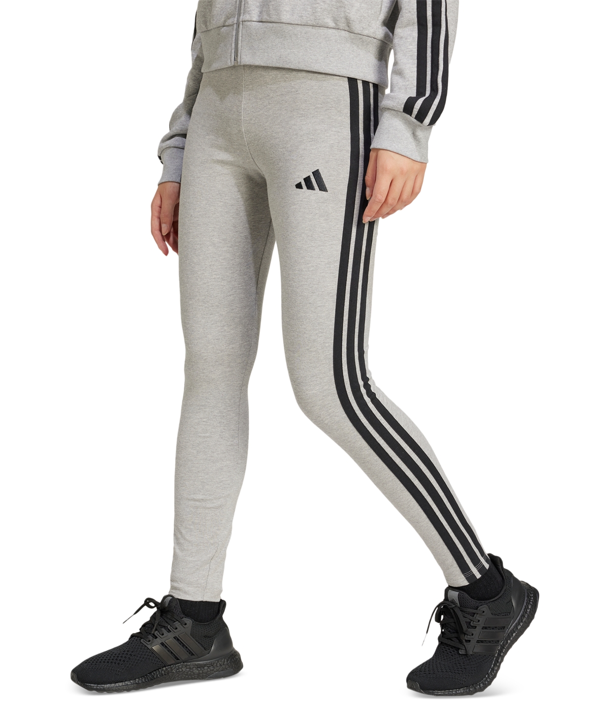 Shop Adidas Originals Women's Slim-fit Full-length High-rise Leggings In Medium Grey Heather,black