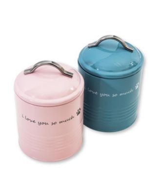 "I Love You So Much" Dog Treat Canister Gift Set – Airtight & Stylish Storage, Durable, Non-Toxic Material (Pink and Blue)