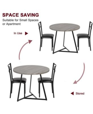 Round Dining Table Set for 2 – Compact Kitchen Dinette with Upholstered Chairs for Small Spaces, Apartments, or Breakfast Nooks