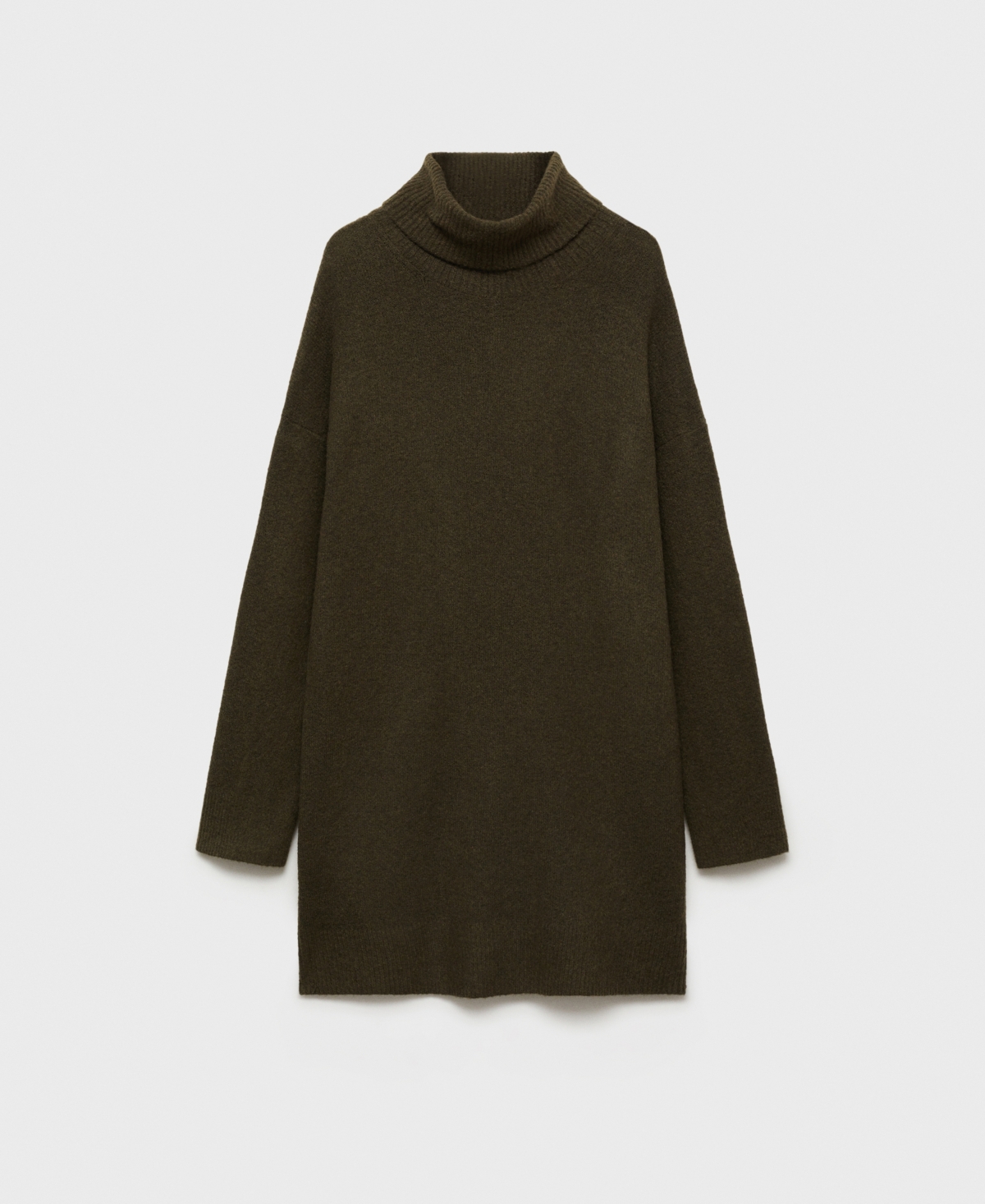 Shop Mango Women's Short Turtleneck Knitted Dress In Khaki