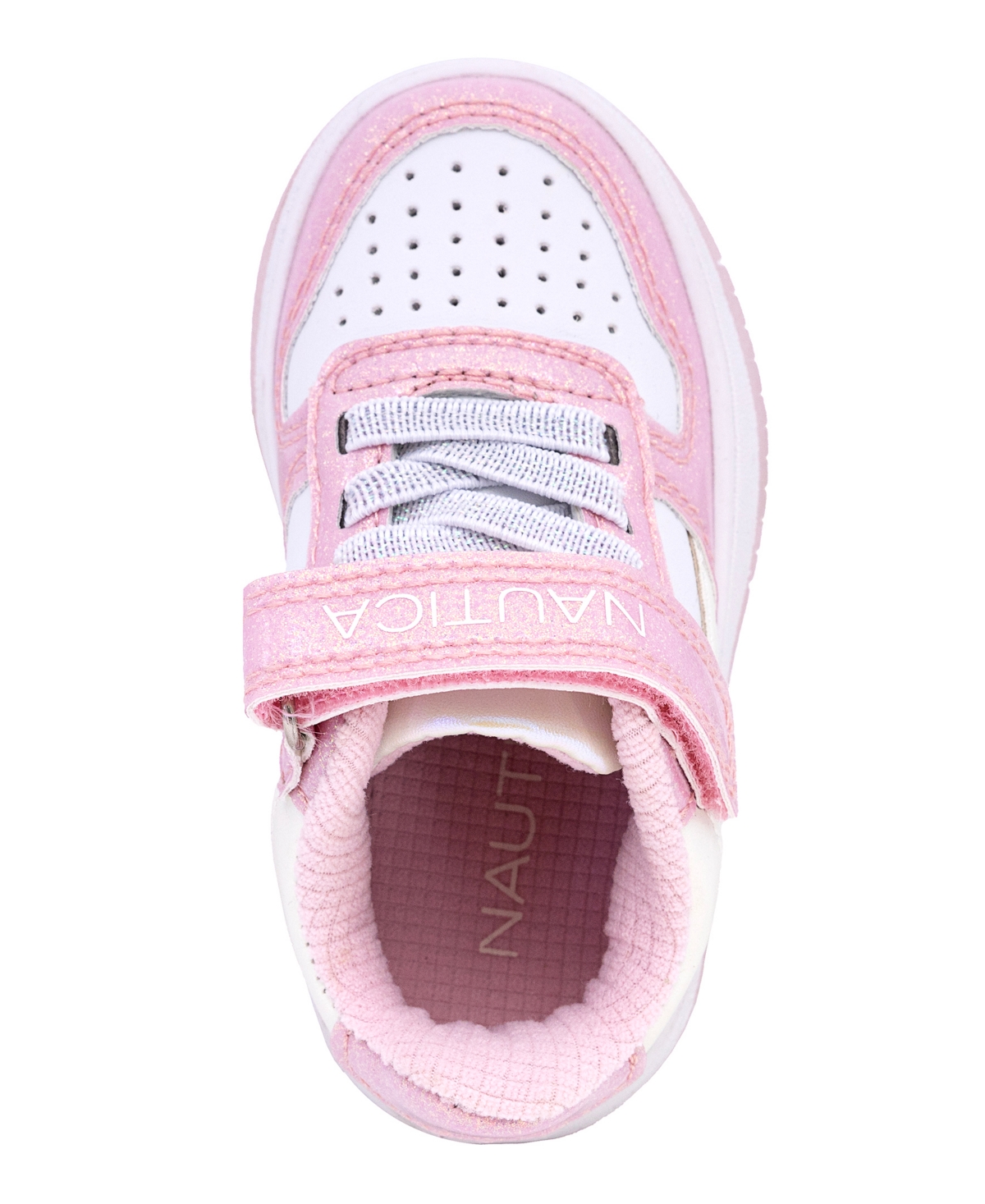 Shop Nautica Toddler Girls Sienae Casual Sneaker In White,iri,pink Glitter