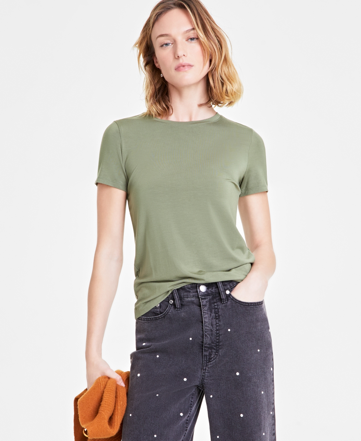 On 34th Women's Short-sleeve Crewneck Modal T-shirt, Created For Macy's In Olivine
