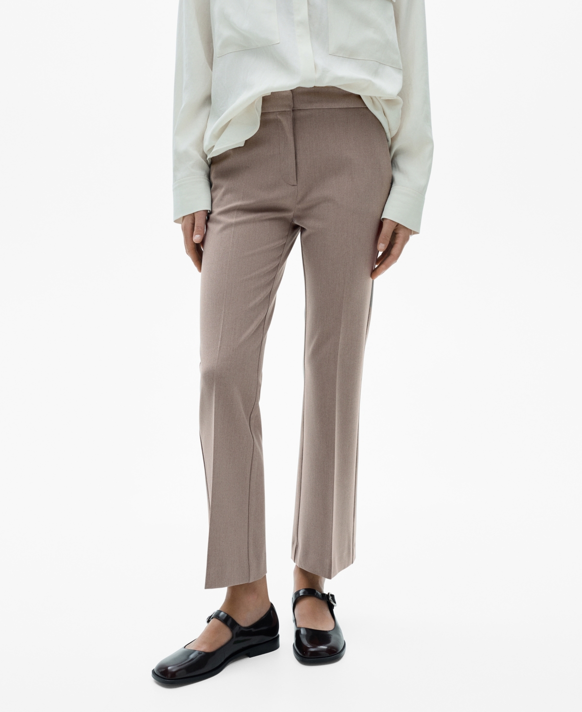 Mango Women's Flared Flowing Pants In Medium Brown