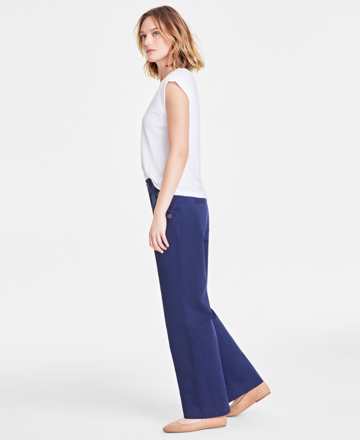On 34th Women's Solid High-rise Wide-leg Sailor Pants, Exclusively At Macy's In Intrepid Blue