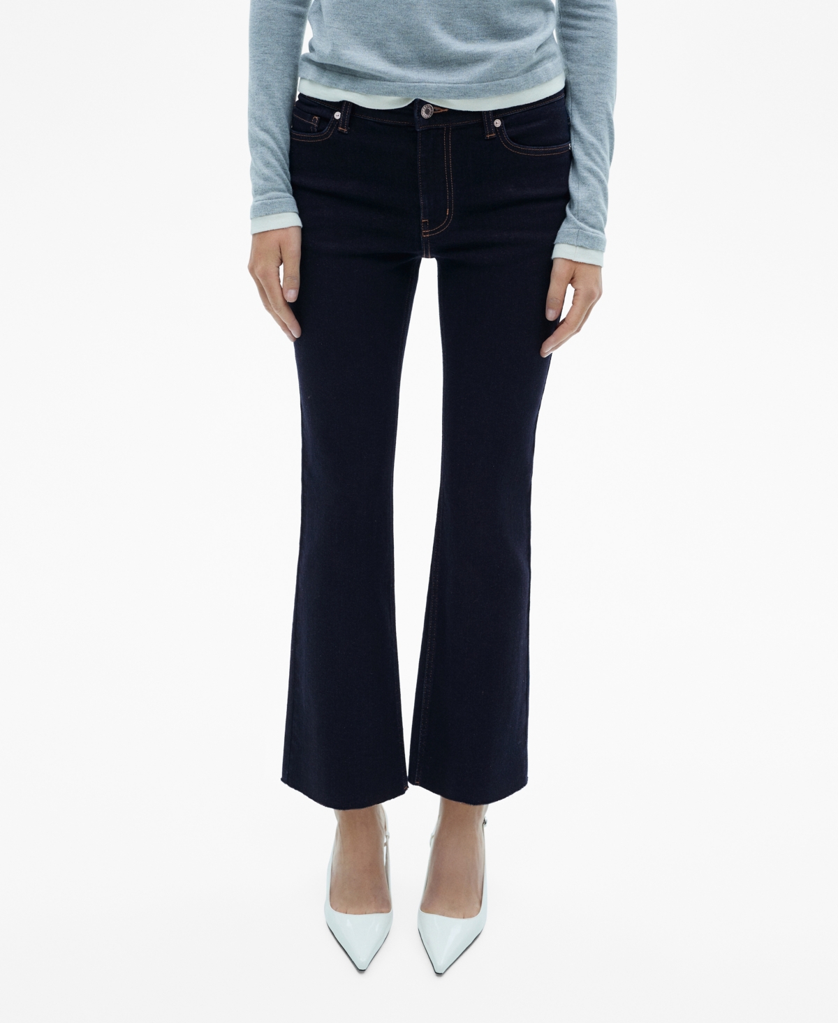 Mango Women's Sienna Flared Cropped Jeans