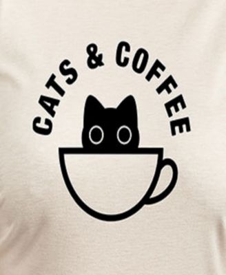 Plus Size Trendy Cats Coffee Graphic Pullover Top
