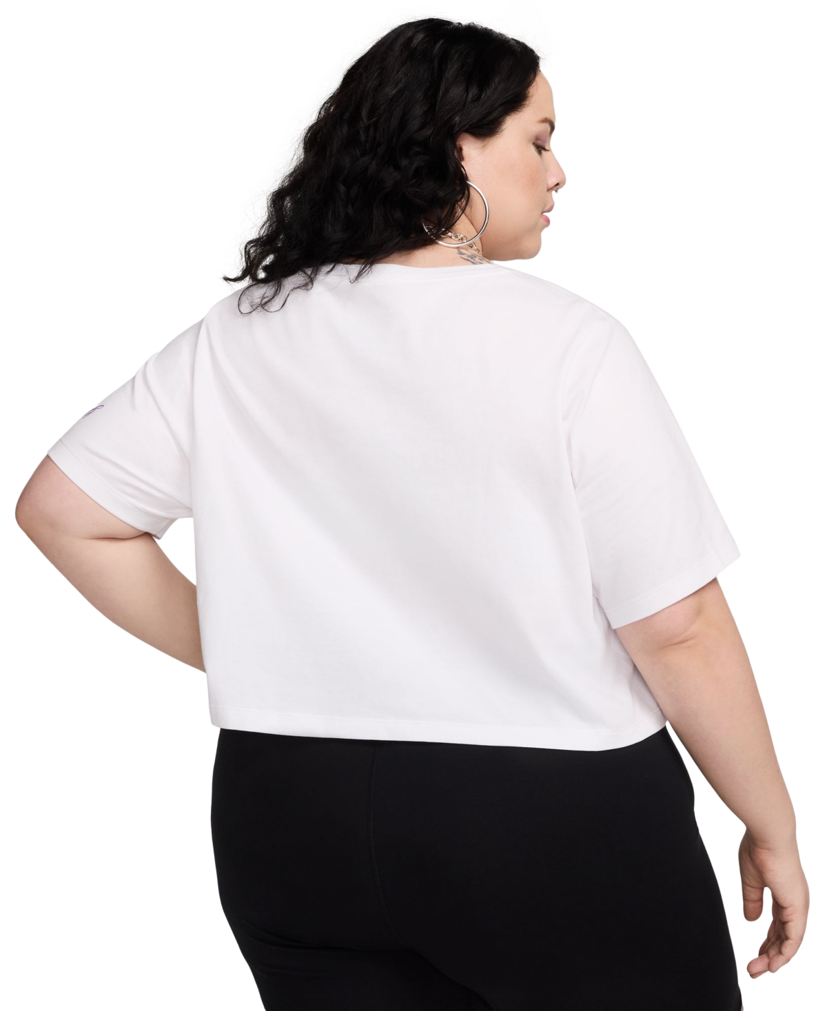 Nike Sportswear Plus Size Loose-fit Short-sleeve Cropped T-shirt In White