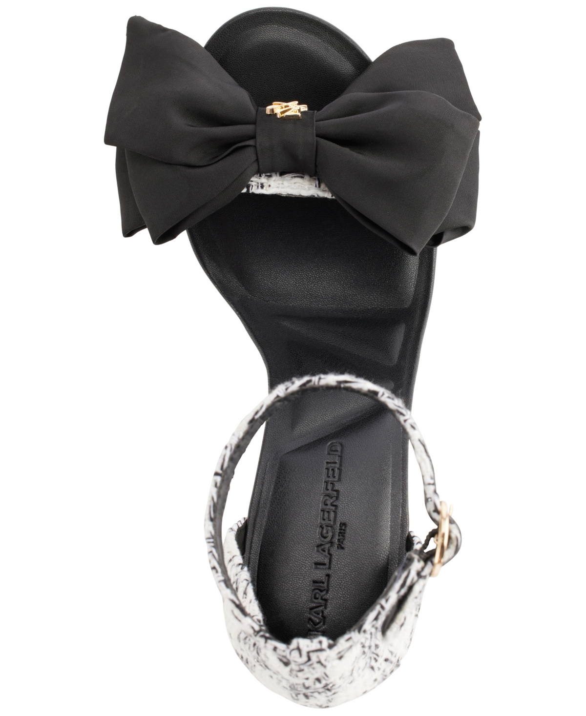 Shop Karl Lagerfeld Women's Kenz Bow Ankle Strap Dress Sandals In White,black