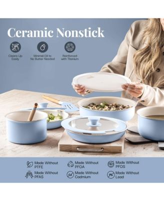 aluminum 18 Piece Ceramic Nonstick Detachable Handle Cookware Set