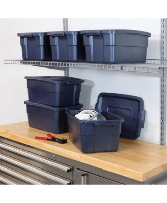 3 Gallon Stackable Storage Container, Dark Indigo Metallic (6 Pack)