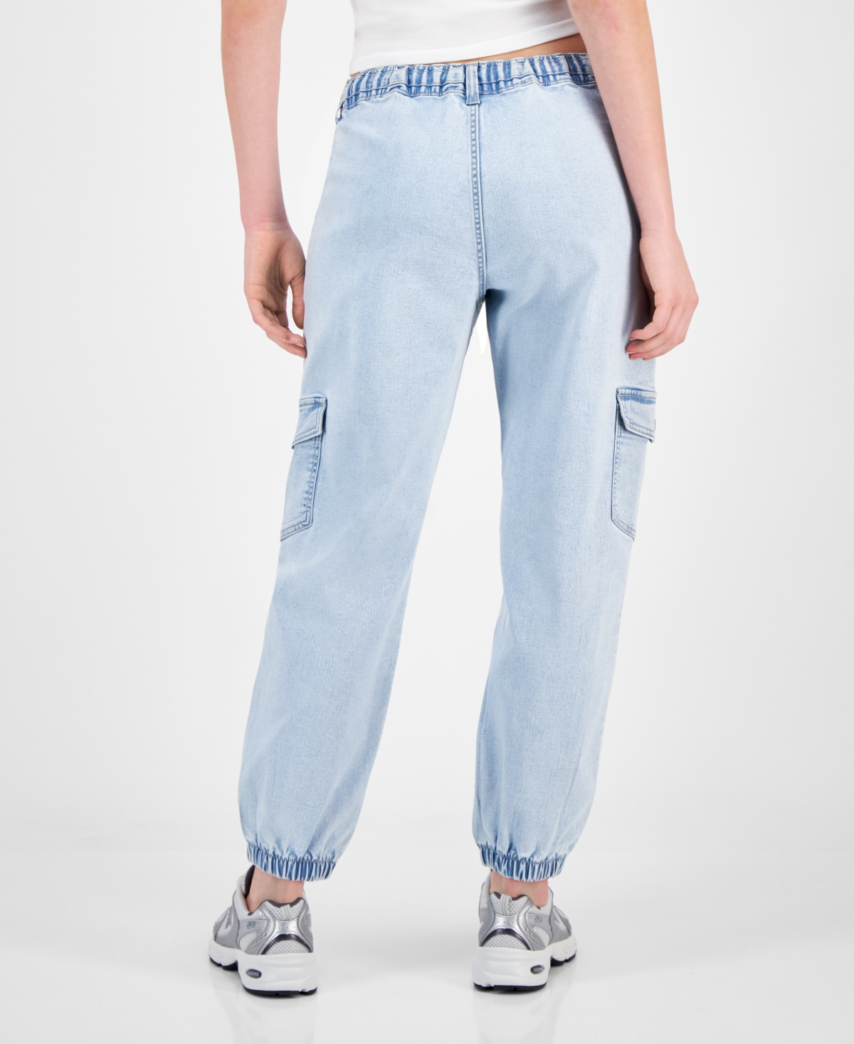 Celebrity Pink Juniors' Denim Cargo Joggers In Light