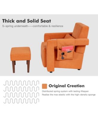 Modern Berber Fleece Single Sofa Chair with Ottoman and Waist Pillow