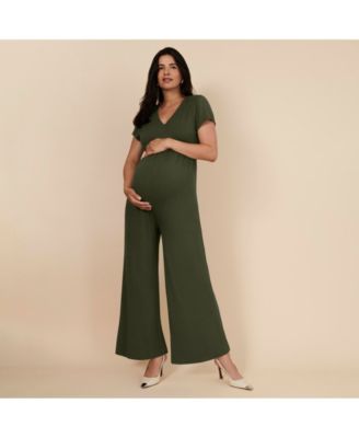 Maternity Short Sleeve V-Neck Flare Leg Jumpsuit - Motherhood