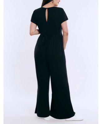 Maternity Short Sleeve V-Neck Flare Leg Jumpsuit - Motherhood