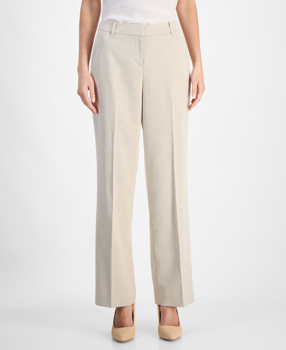Shop Anne Klein Women's High-rise Wide-leg Pants In Canvas