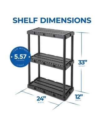 3 Shelf Knect-A-Shelf Fixed Height Light Duty Storage Unit,Black