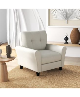Modern Upholstered Accent Chair with Rubber Wood Legs