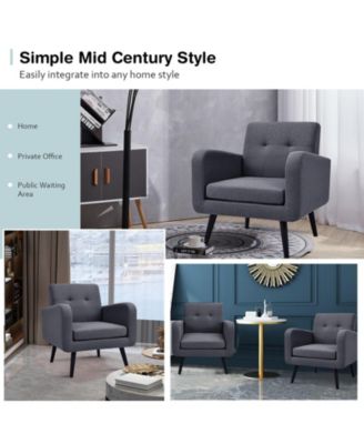 Modern Upholstered Comfy Accent Chair Single Sofa with Rubber Wood Legs