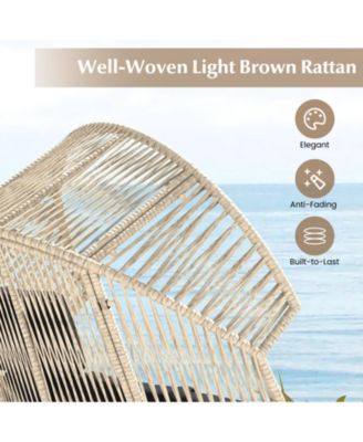 Wicker Oversized Egg Style Chair with Cushions and Headrest