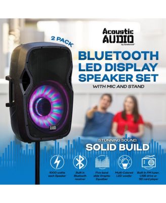 15 Inch 1000W Bluetooth LED Speaker System (2 Pack)