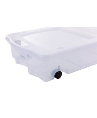 70 Qt Under Bed Wheeled Storage Boxes with Dual Hinged Lids (2 Pack)