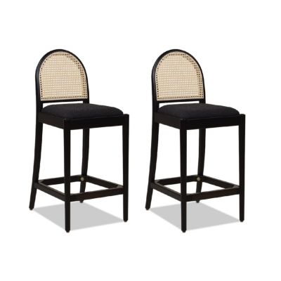 Set of 2 Rattan Counter Height Stools