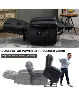  1 Pc  Faux Leather Heat Dual Motor Massage Power Lift Recliner Chair