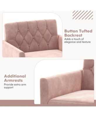 Modern Velvet Accent Chair with Button Tufted Back Metal Legs and Adjustable Foot Pads