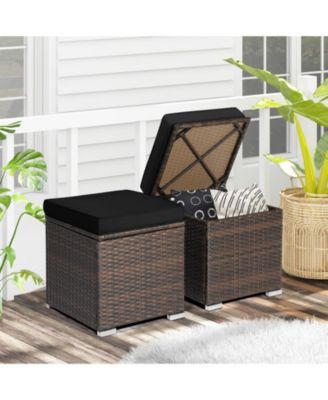 2 Pieces Patio Ottoman with Hidden Storage Space