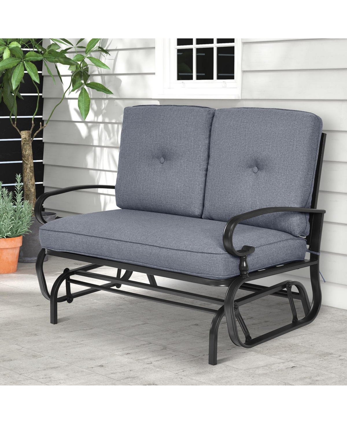 Gouun 2 Seats Outdoor Swing Glider Chair with Comfortable Cushions