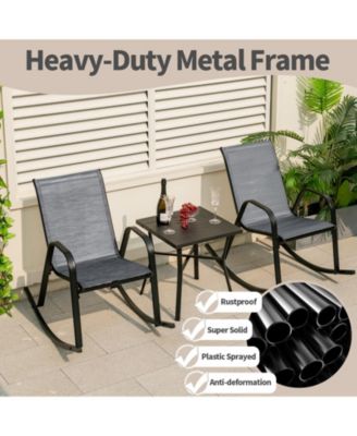 Set of 2 Metal Patio Rocking Chair with Breathable Seat Fabric