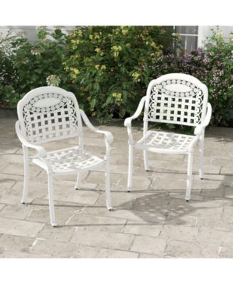Cast Aluminum Patio Chairs Set of 2 with Armrests