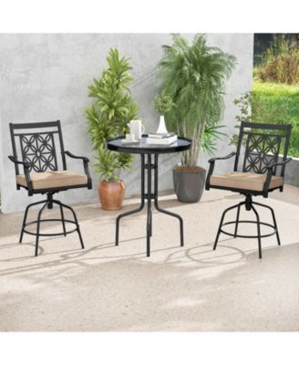 Outdoor Swivel Bar Stools Set of 2 with Seat Cushions