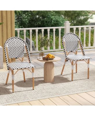 French Bistro Chair Set of 2 with Galvanized Metal Framex