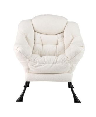 Sherpa Upholstered Accent Chair with Cozy Head Pillow