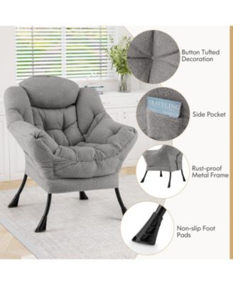 GOUUN Sherpa Upholstered Accent Chair with Cozy Head Pillow