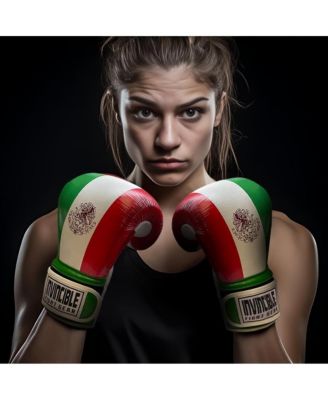 Invincible Fight Gear Standard Hook and Loop Leather Training Boxing Gloves with Mexican Flag Colors -Ideal for Boxing, Kickboxing, Muay Thai, MMA for Men Women and Kids (14oz)