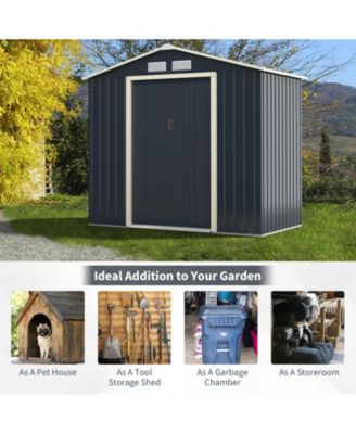 7 Feet x 4 Feet Metal Storage Shed with Sliding Double Lockable Doors