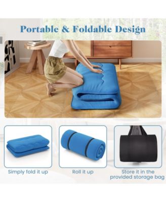 Foldable Futon Mattress with Washable Cover and Carry Bag for Camping-Twin Size