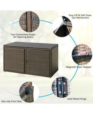 88 Gallon Garden Patio Rattan Storage Container Box