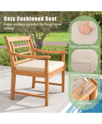 3 Piece Wood Patio Furniture Set with Seat Cushions and Acacia Wood Frame