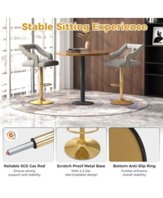 Set of 2 Bar Chairs with Footrest and 2-Layer Electroplated Metal Base